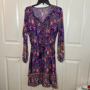 BoHo long sleeve midi dress